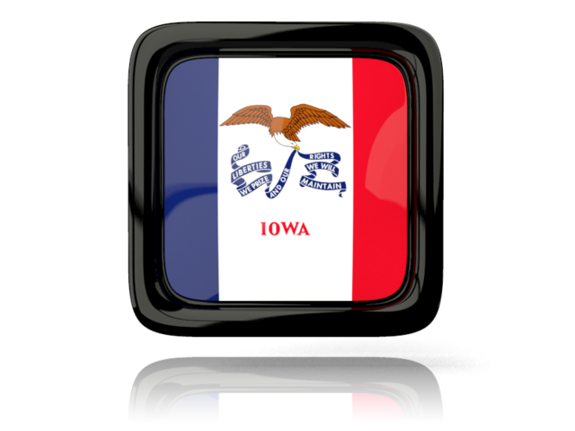 Square icon with reflection. Download flag icon of Iowa