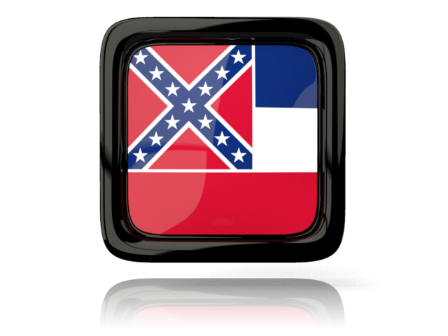 Square icon with reflection. Download flag icon of Mississippi