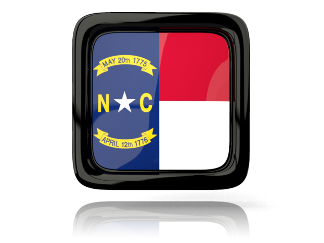 Square icon with reflection. Download flag icon of North Carolina
