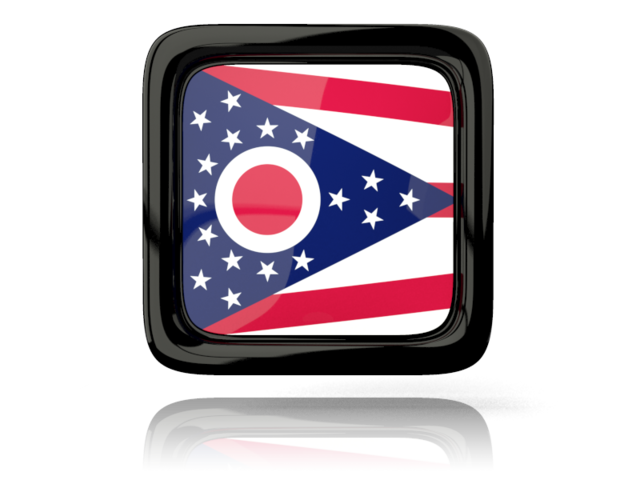 Square icon with reflection. Download flag icon of Ohio