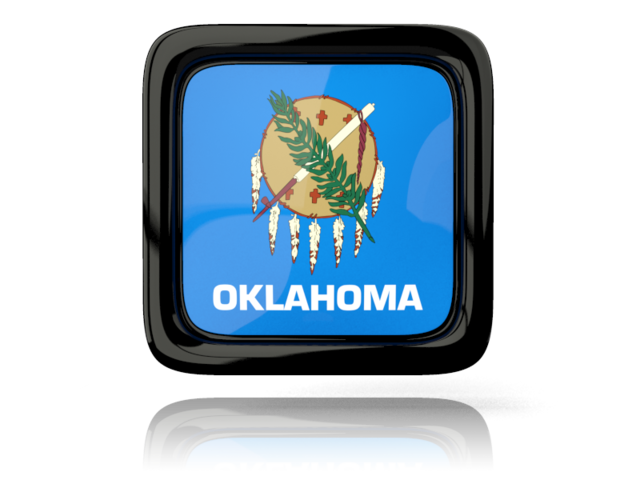 Square icon with reflection. Download flag icon of Oklahoma