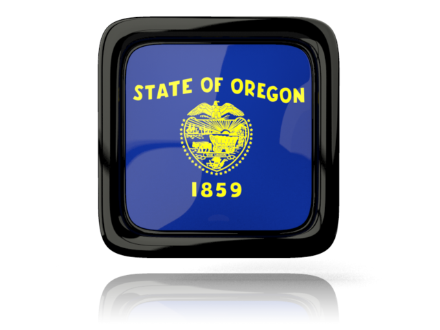 Square icon with reflection. Download flag icon of Oregon