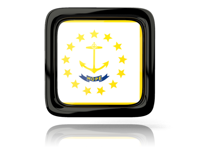 Square icon with reflection. Download flag icon of Rhode Island