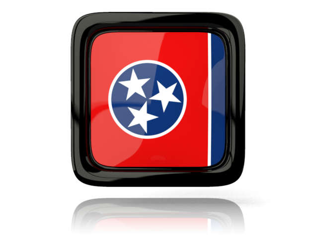 Square icon with reflection. Download flag icon of Tennessee
