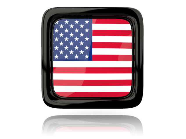 Square icon with reflection. Download flag icon of United States of America at PNG format