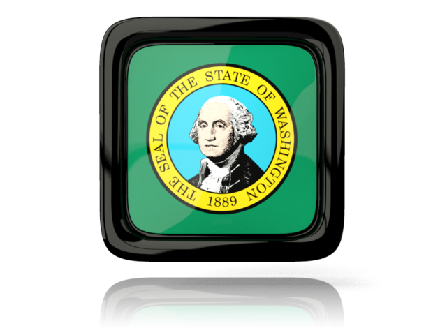 Square icon with reflection. Download flag icon of Washington
