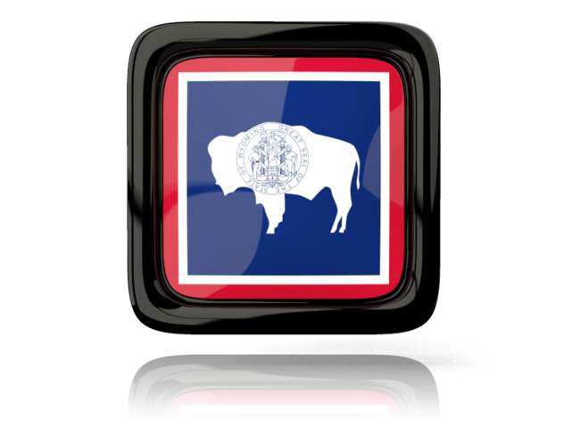Square icon with reflection. Download flag icon of Wyoming