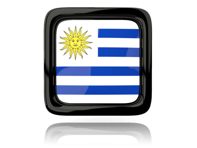 Square icon with reflection. Download flag icon of Uruguay at PNG format
