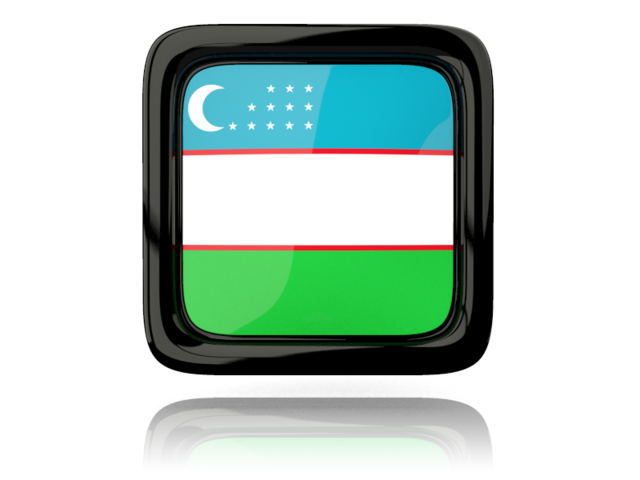 Square icon with reflection. Download flag icon of Uzbekistan at PNG format