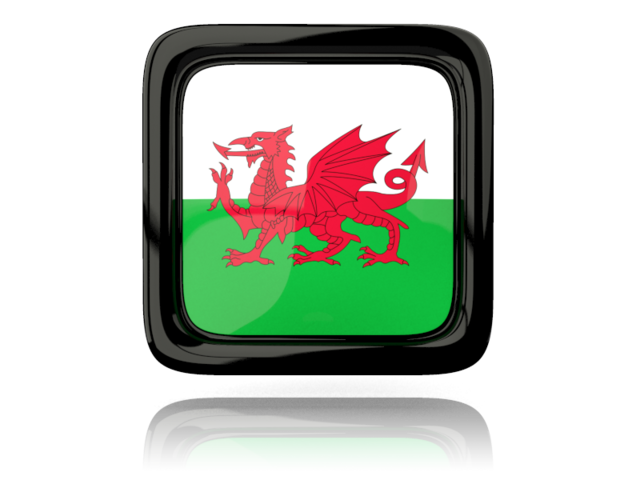 Square icon with reflection. Download flag icon of Wales at PNG format