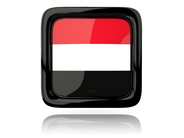 Square icon with reflection. Download flag icon of Yemen at PNG format