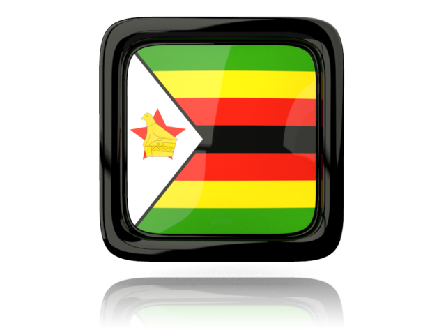 Square icon with reflection. Download flag icon of Zimbabwe at PNG format