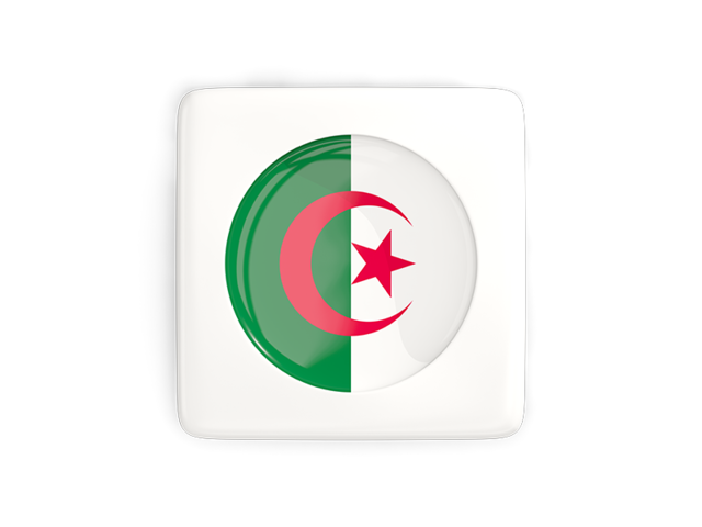 Square icon with round flag. Download flag icon of Algeria at PNG format