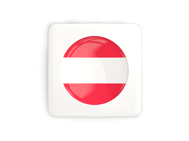 Квадратная иконка с круглым флагом. Скачать флаг. Австрия
