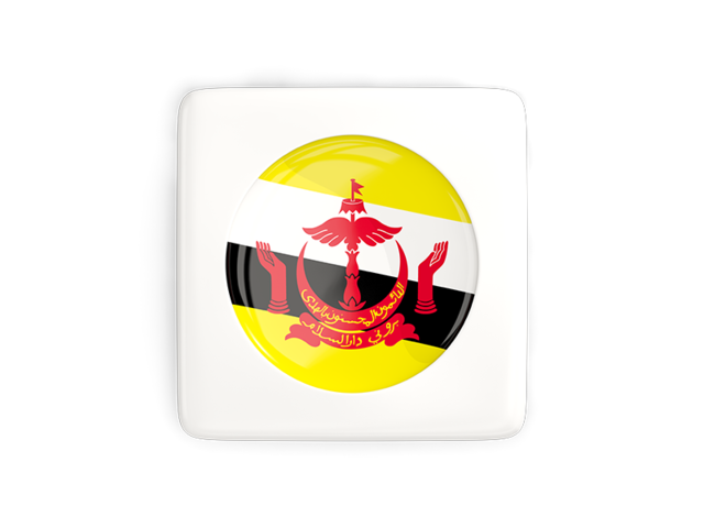 Квадратная иконка с круглым флагом. Скачать флаг. Бруней
