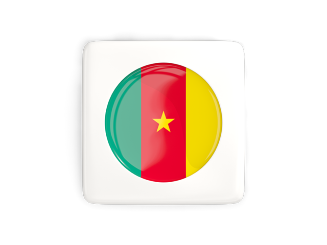 Квадратная иконка с круглым флагом. Скачать флаг. Камерун