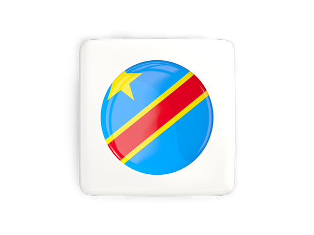 Квадратная иконка с круглым флагом. Скачать флаг. Демократическая Республика Конго