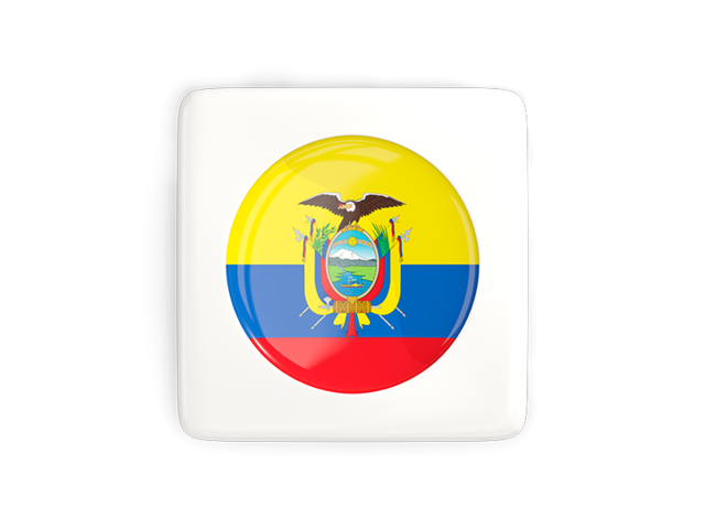 Квадратная иконка с круглым флагом. Скачать флаг. Эквадор