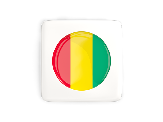 Квадратная иконка с круглым флагом. Скачать флаг. Гвинея