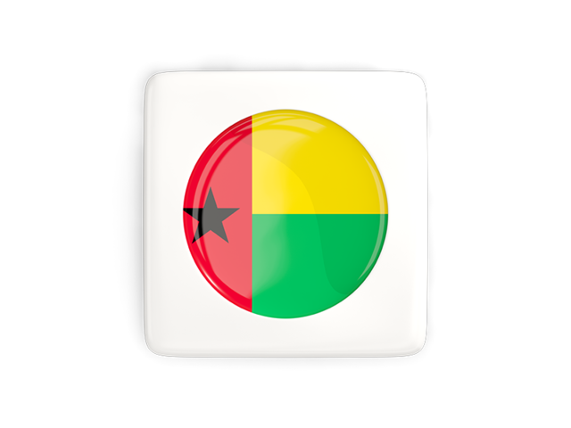 Квадратная иконка с круглым флагом. Скачать флаг. Гвинея-Бисау