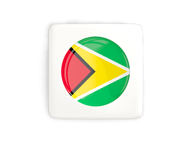 Квадратная иконка с круглым флагом. Скачать флаг. Гайана
