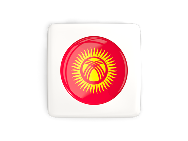 Square icon with round flag. Download flag icon of Kyrgyzstan at PNG format