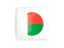 Madagascar. Square icon with round flag. Download icon.