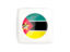 Mozambique. Square icon with round flag. Download icon.