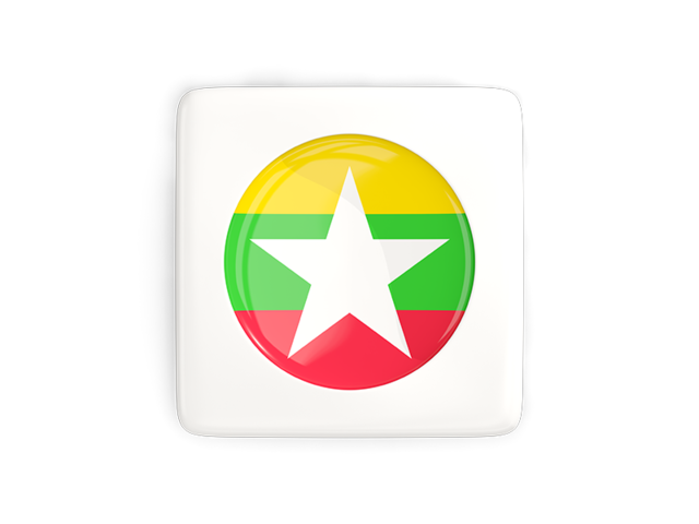 Square icon with round flag. Download flag icon of Myanmar at PNG format