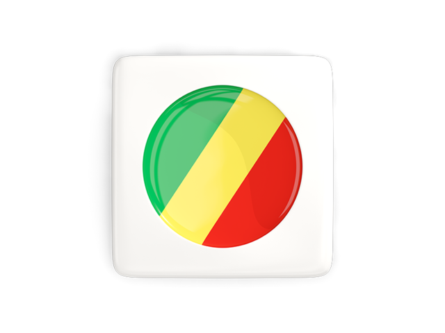Квадратная иконка с круглым флагом. Скачать флаг. Республика Конго