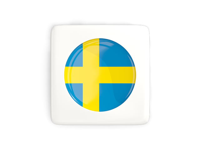 Квадратная иконка с круглым флагом. Скачать флаг. Швеция