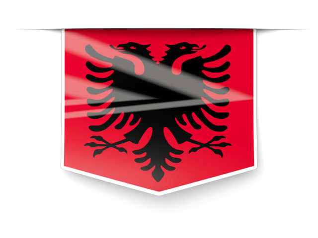 Square label. Download flag icon of Albania at PNG format