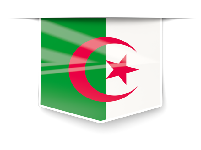 Square label. Download flag icon of Algeria at PNG format