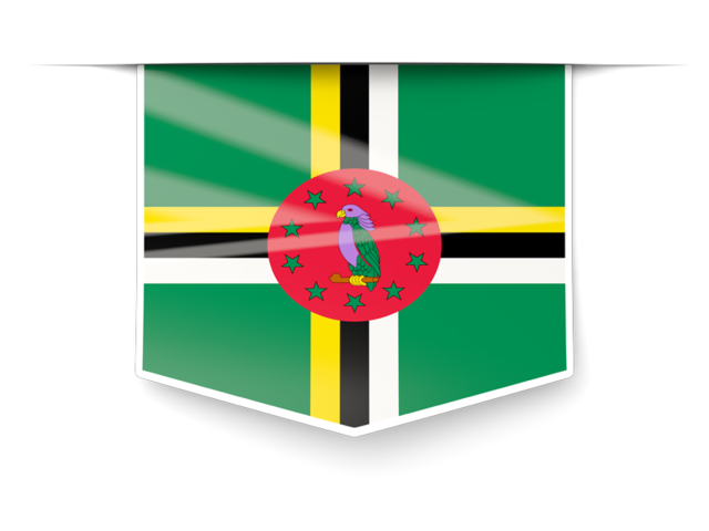 Square label. Download flag icon of Dominica at PNG format