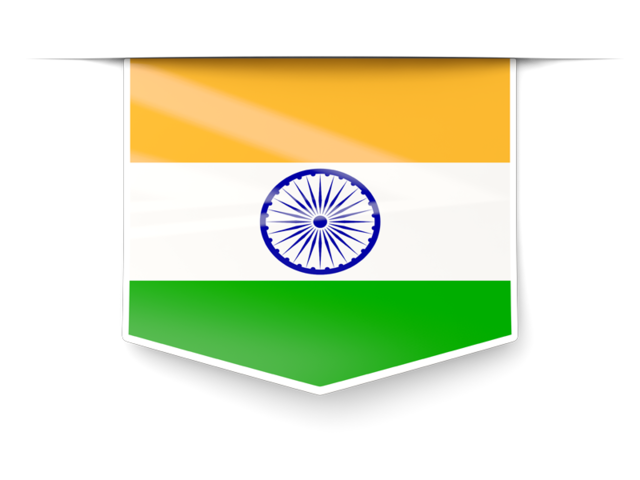 Square label. Download flag icon of India at PNG format