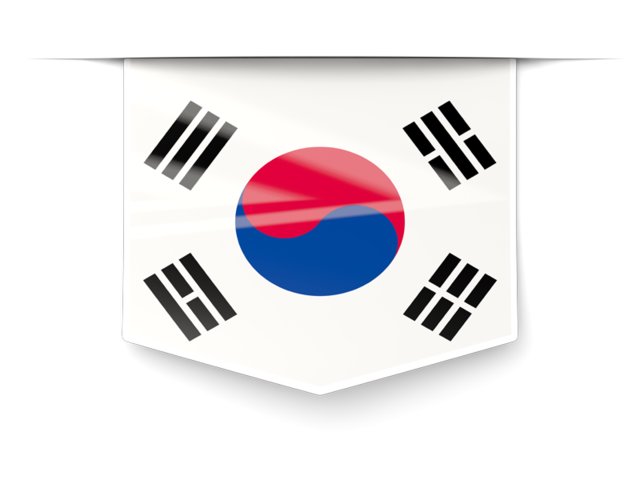 Square label. Download flag icon of South Korea at PNG format