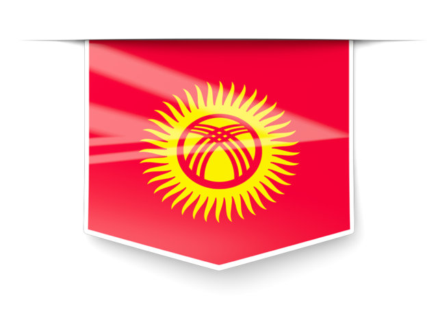 Square label. Download flag icon of Kyrgyzstan at PNG format