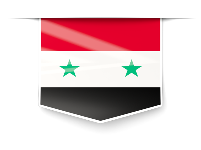 Square label. Download flag icon of Syria at PNG format