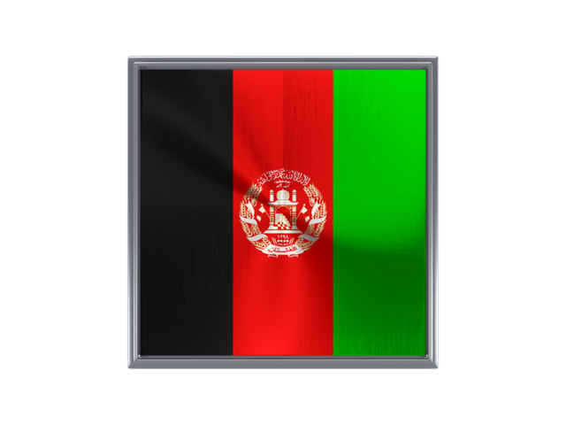 Square metal button. Download flag icon of Afghanistan at PNG format