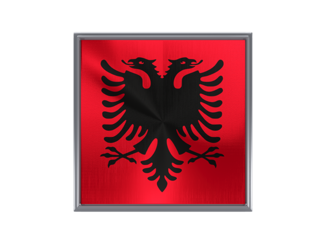 Square metal button. Download flag icon of Albania at PNG format