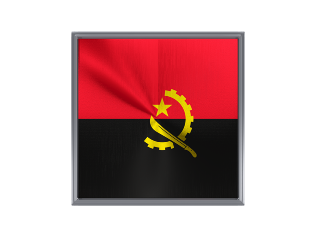 Square metal button. Download flag icon of Angola at PNG format