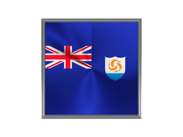 Square metal button. Download flag icon of Anguilla at PNG format