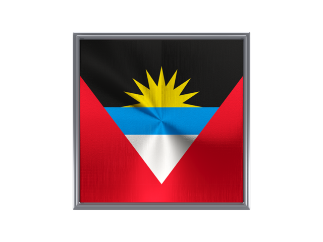 Square metal button. Download flag icon of Antigua and Barbuda at PNG format