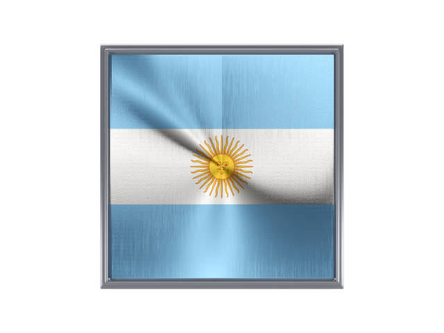 Square metal button. Download flag icon of Argentina at PNG format