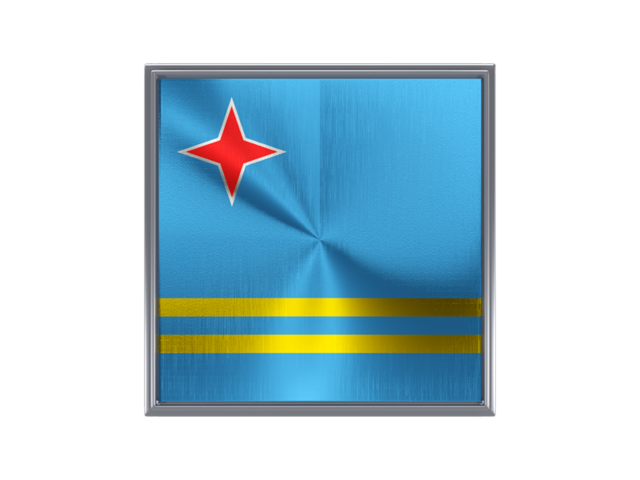 Square metal button. Download flag icon of Aruba at PNG format
