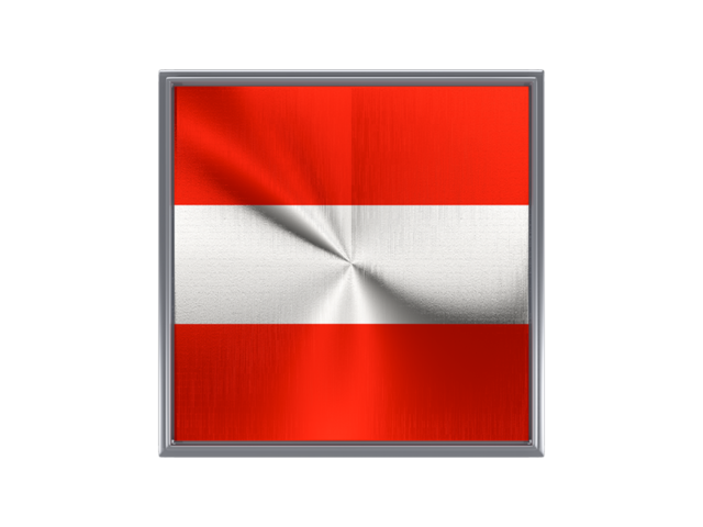 Square metal button. Download flag icon of Austria at PNG format
