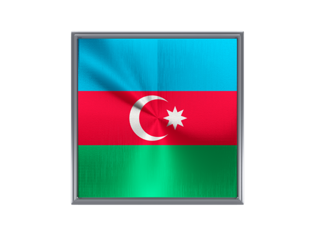 Square metal button. Download flag icon of Azerbaijan at PNG format
