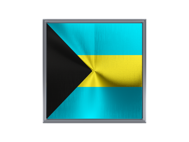 Square metal button. Download flag icon of Bahamas at PNG format