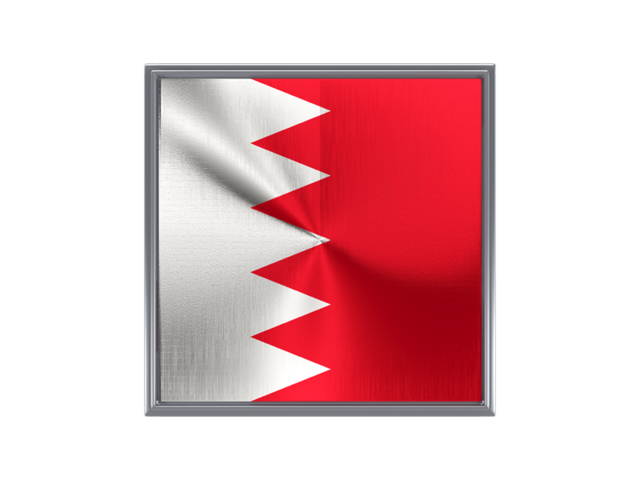 Square metal button. Download flag icon of Bahrain at PNG format