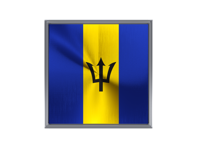 Square metal button. Download flag icon of Barbados at PNG format